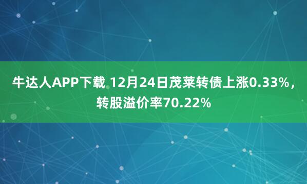 牛达人APP下载 12月24日茂莱转债上涨0.33%,转股溢价率70.22%
